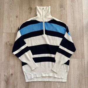 Aerie Half Zip Ribbed Tunic Length Sweater